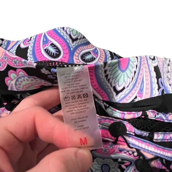Black and pink paisley print string bikini size medium - Picture 8 of 9
